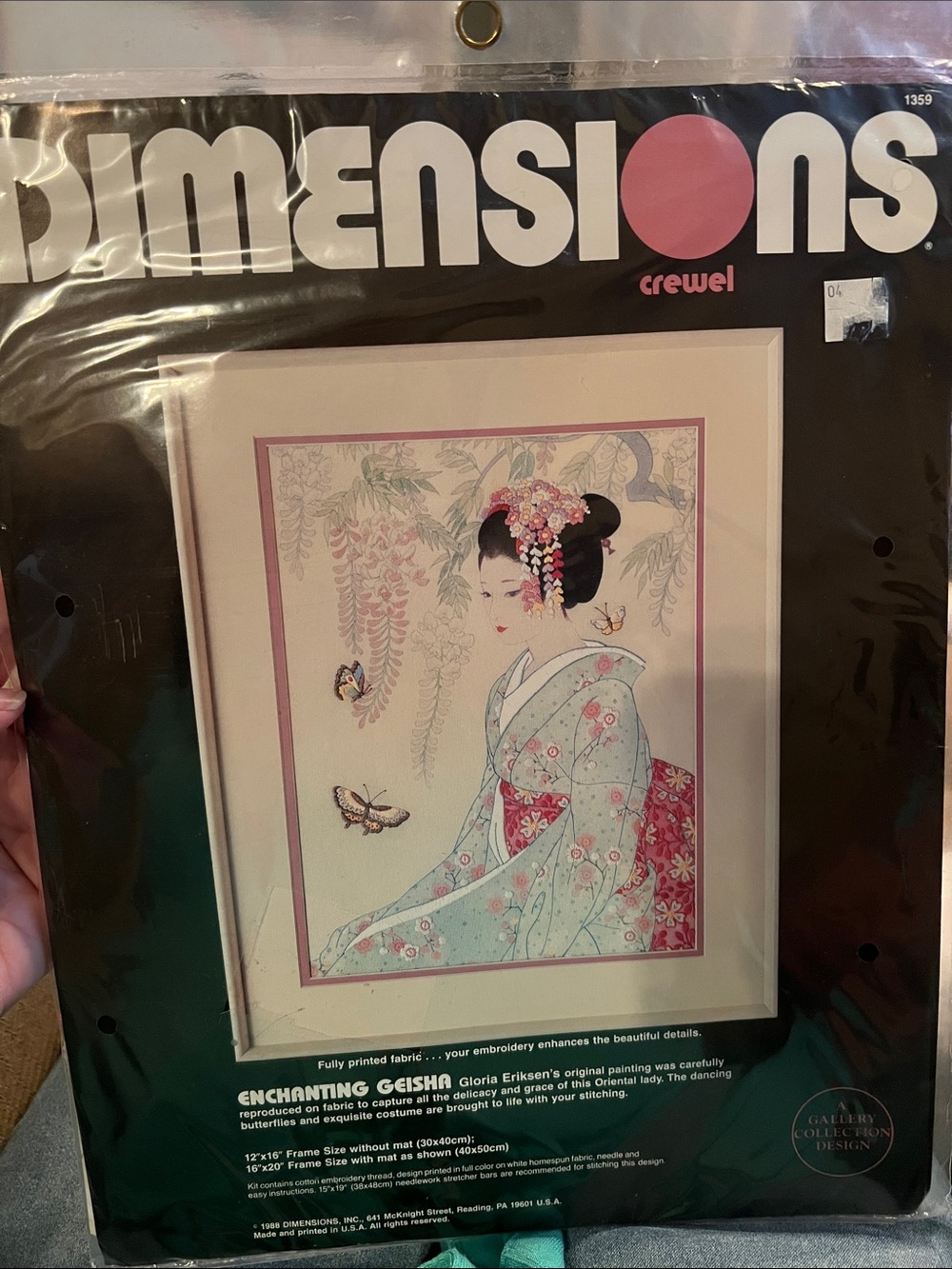 1988 Vintage DIMENSIONS ENCHANTING GEISHA CREWEL Embroidery Kit